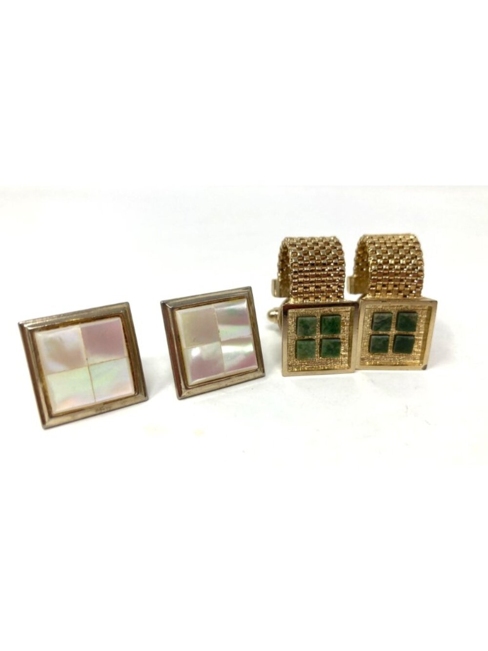 Vintage Dressy Cuff Links - 4 Pair ~ Swank, Mother of Pearl, Jade - Picture 2 of 5